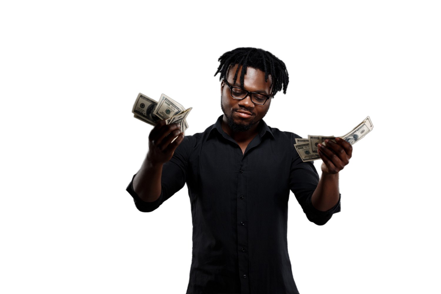 Confident man holding cash, representing financial growth with smartajo